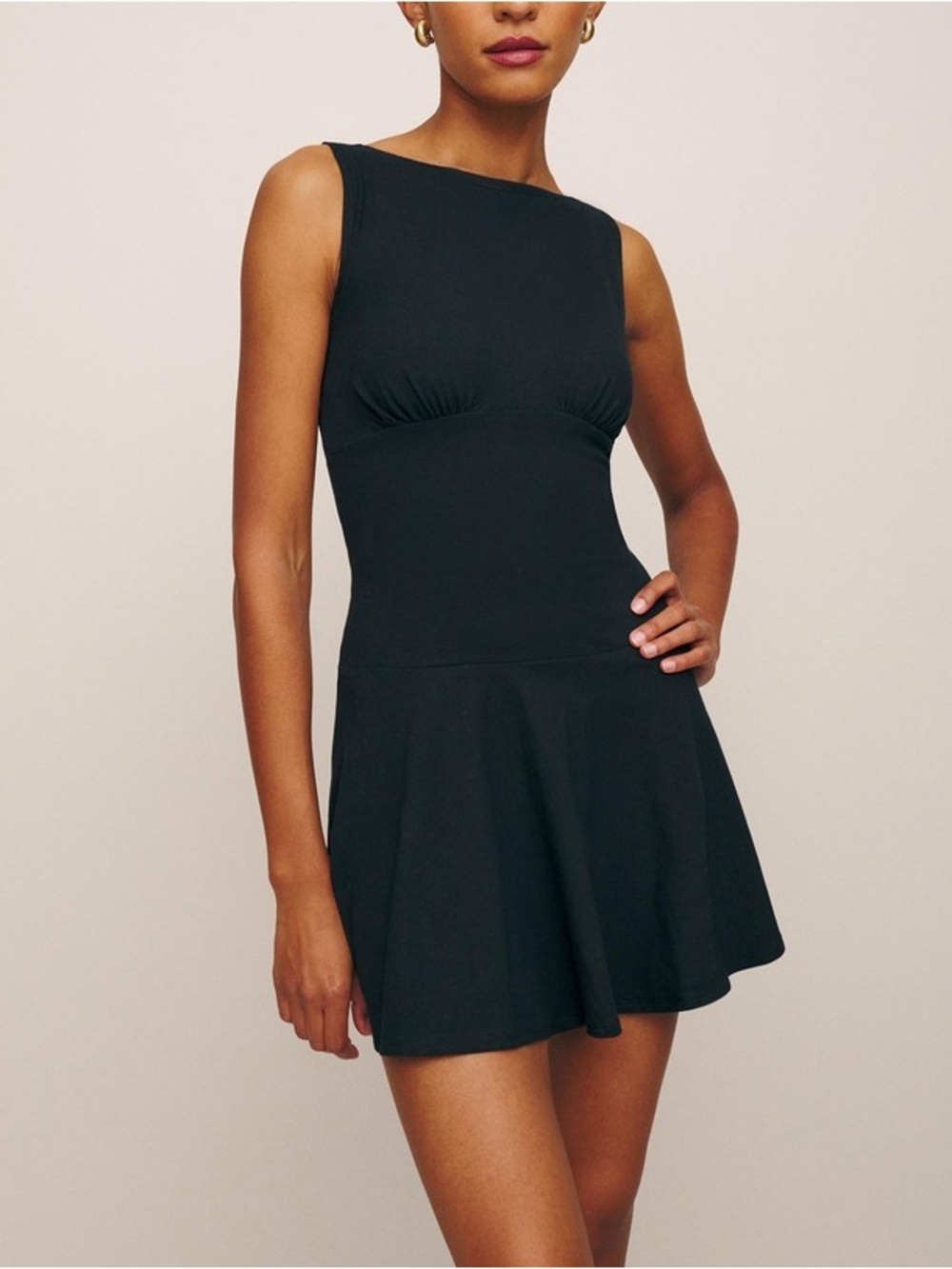 Reformation Mayve Knit Dress black mini dress in XL